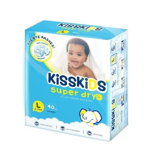 Kisskids Daipers Super Dry Light Blue (Green) Large Size 4 (6*40)