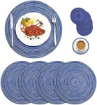 Round placemats and smaller drink coasters