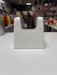 White ceramic "tote bag" vase