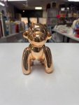 Glossy copper-toned ceramic balloon monkey figurine thumbnail 2