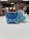 Charming blue ceramic rhinoceros planter thumbnail 2