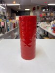 Glossy red cylindrical vase