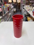 Glossy red cylindrical vase thumbnail 2