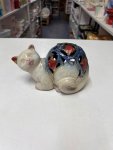 Vintage glazed ceramic cat figurine