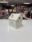 Charming white ceramic house tealight holder