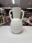 White ceramic double-handled vase