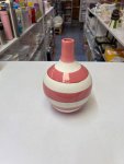 Pink & White Striped Ceramic Vase thumbnail 2