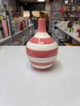 Pink & White Striped Ceramic Vase