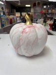 White & Pink Marbled Pumpkin Figurine