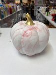 White & Pink Marbled Pumpkin Figurine thumbnail 2