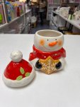 Holiday Snowman Ceramic Cookie Jar thumbnail 2