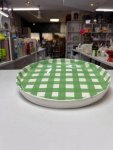 Green & White Gingham Ceramic Plate