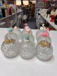 Clear Faceted Glass Decorative Jar with Gold Flower Lid thumbnail