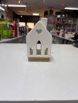 White Ceramic House Heart Cutout Ornament