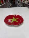 Glossy Red Tomato-Shaped Ceramic Dish