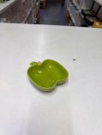 Green Apple-Shaped Ceramic Double-Dip Bowl thumbnail 2