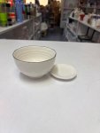 White Textured Ceramic Bowl with Mini Saucer thumbnail 2