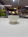 White Textured Ceramic Bowl with Mini Saucer