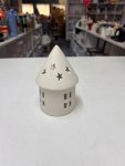White Ceramic House Tealight Holder thumbnail