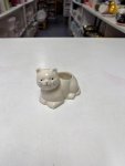 White Ceramic Crouching Cat Planter thumbnail
